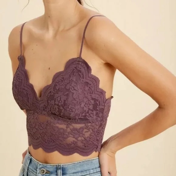 Other - Plum Sheer Lace Scalloped Brami Bralette Bra